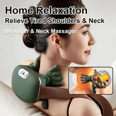 Neck Shoulder Massager Deep Tissue Shiatsu Back Cervical Massage Machine Bionic Heated Fatigue Relief Relax Muscle 3-Level 