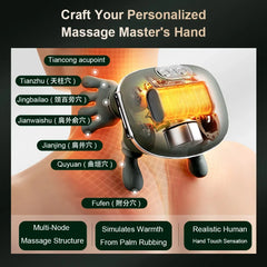 Neck Shoulder Massager Deep Tissue Shiatsu Back Cervical Massage Machine Bionic Heated Fatigue Relief Relax Muscle 3-Level 