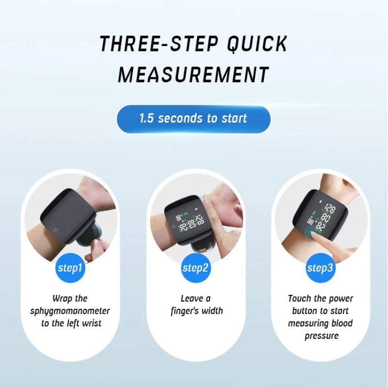 Rechargeable Smart Touch LCD Screen Voice Wrist Blood Pressure Monitor Digital  Automatic Tonometer Heart Rate Sphygmomanometer