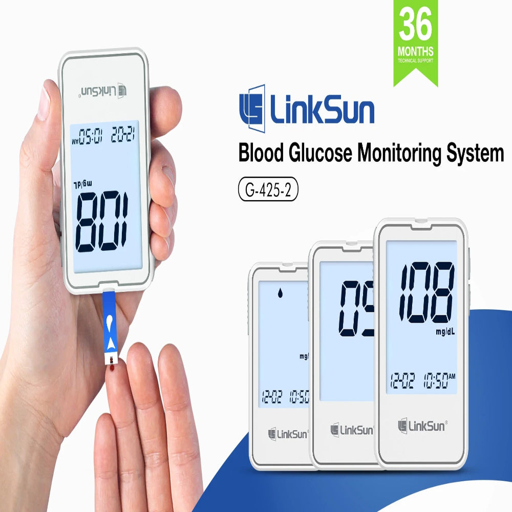G-425-2 Linksun Blood Glucose Meter 50/100pcs Test Strips Medical Diabetes Testing Device Blood Sugar Digital Glucometer Monitor