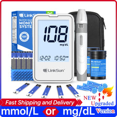 G-425-2 LinkSun Blood Glucose Meter Glucometer Blood Sugar Test Strips Lancets 5s Get Results Fast Testing Kit Diabetes Machine