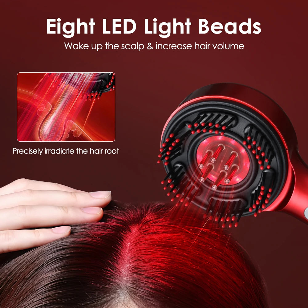 Electric Head Massager Hair Growth Comb Scalp Relax Massager 630nm Red Light Oil Applicator Anti-Hair Loss Hair Care Hairbrush