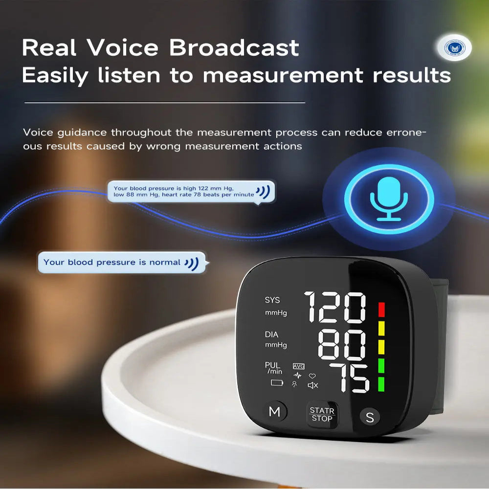 Yongrow Rechargeable Digital Wrist Blood Pressure Monitor Sphygmomanometer Tonometer Tensiometer Heart Rate Meter BP Monitor