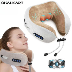 Portable U-Shape Neck Massager Pillow with Heat & Vibration USB Rechargeable Kneading for Neck Shoulder Muscle Relaxation