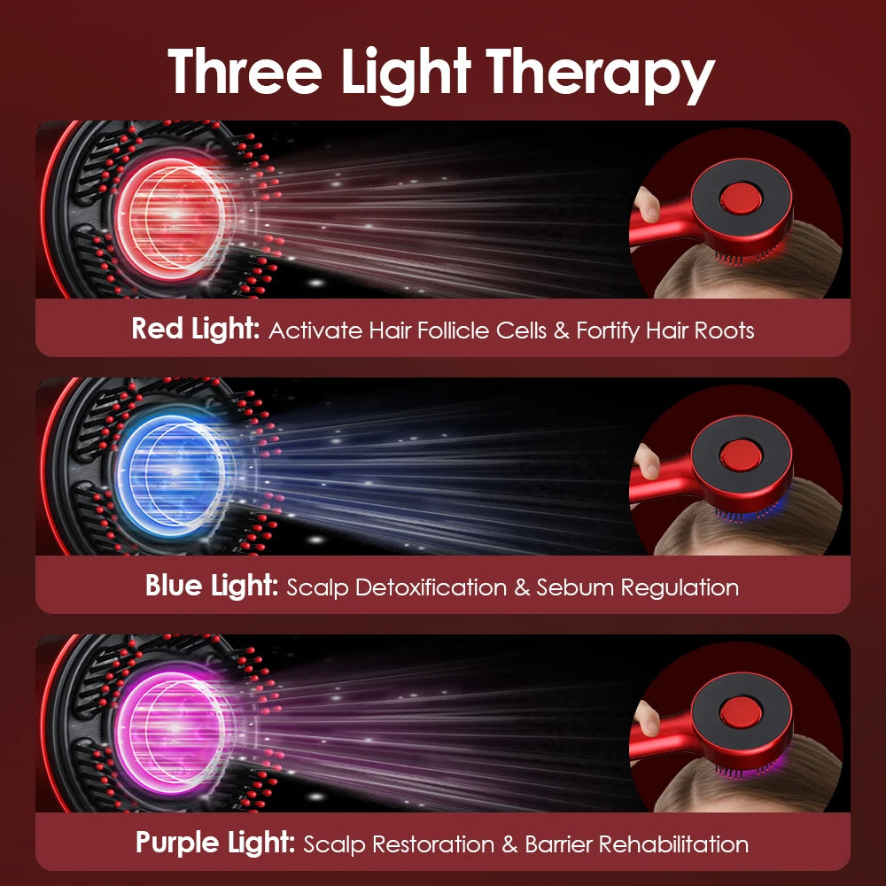 Electric Head Massager Hair Growth Comb Scalp Relax Massager 630nm Red Light Oil Applicator Anti-Hair Loss Hair Care Hairbrush