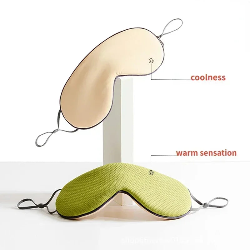 Sleeping Eye Mask Korean Style Ice Silk Warm And Cool Dual Use Adjustable Travel Sleep Shade Man Eyepatch Health Beauty Cute