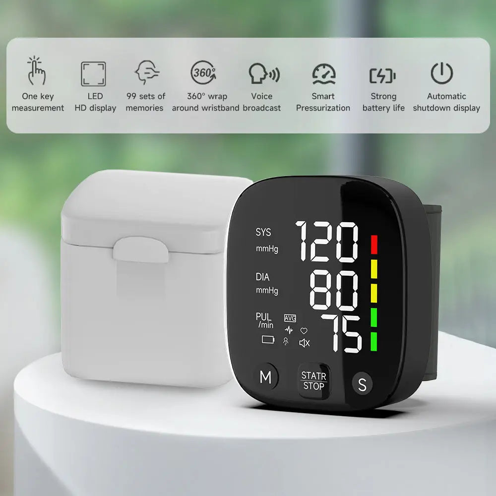 Yongrow Rechargeable Digital Wrist Blood Pressure Monitor Sphygmomanometer Tonometer Tensiometer Heart Rate Meter BP Monitor