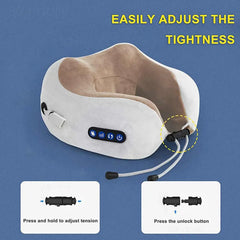 Portable U-Shape Neck Massager Pillow with Heat & Vibration USB Rechargeable Kneading for Neck Shoulder Muscle Relaxation