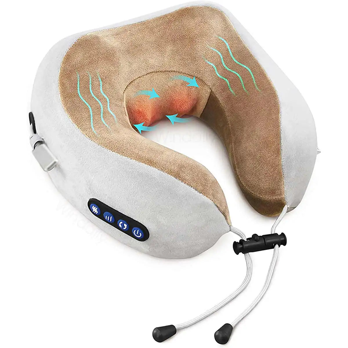Portable U-Shape Neck Massager Pillow with Heat & Vibration USB Rechargeable Kneading for Neck Shoulder Muscle Relaxation