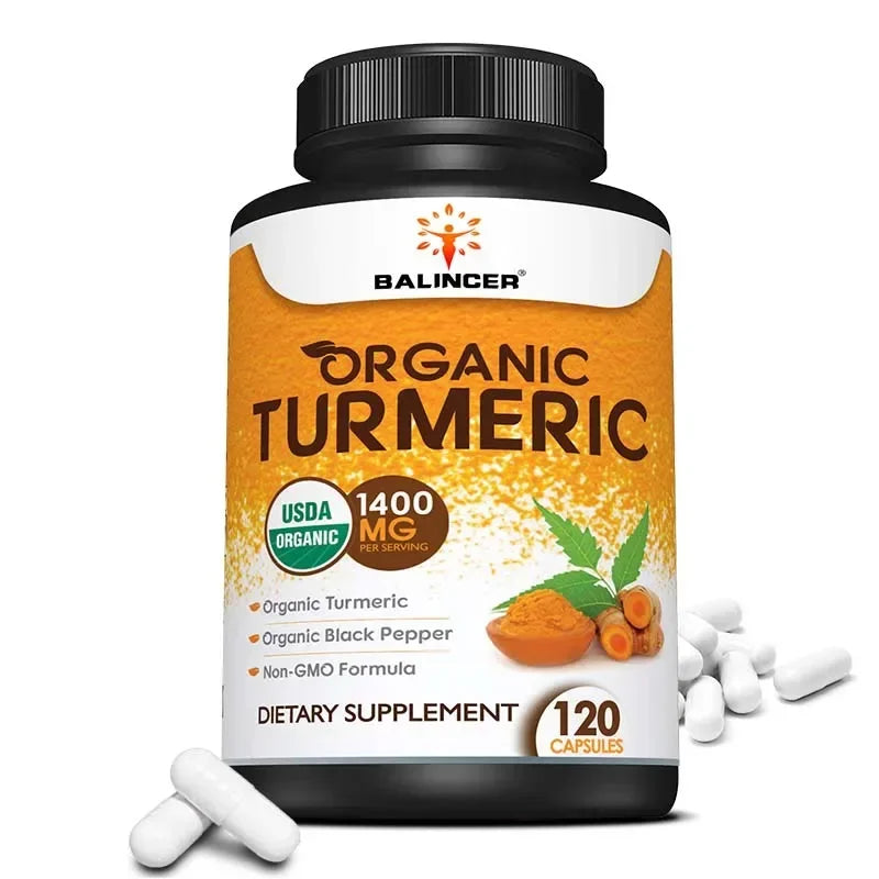 Organic Turmeric with Black Pepper Extract Supports Joint Health, Antioxidant Benefits, and Promotes Nutrient Absorption