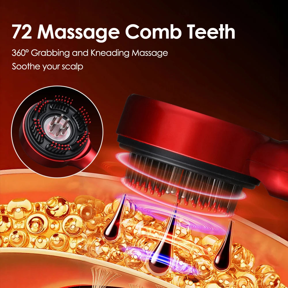 Electric Head Massager Hair Growth Comb Scalp Relax Massager 630nm Red Light Oil Applicator Anti-Hair Loss Hair Care Hairbrush