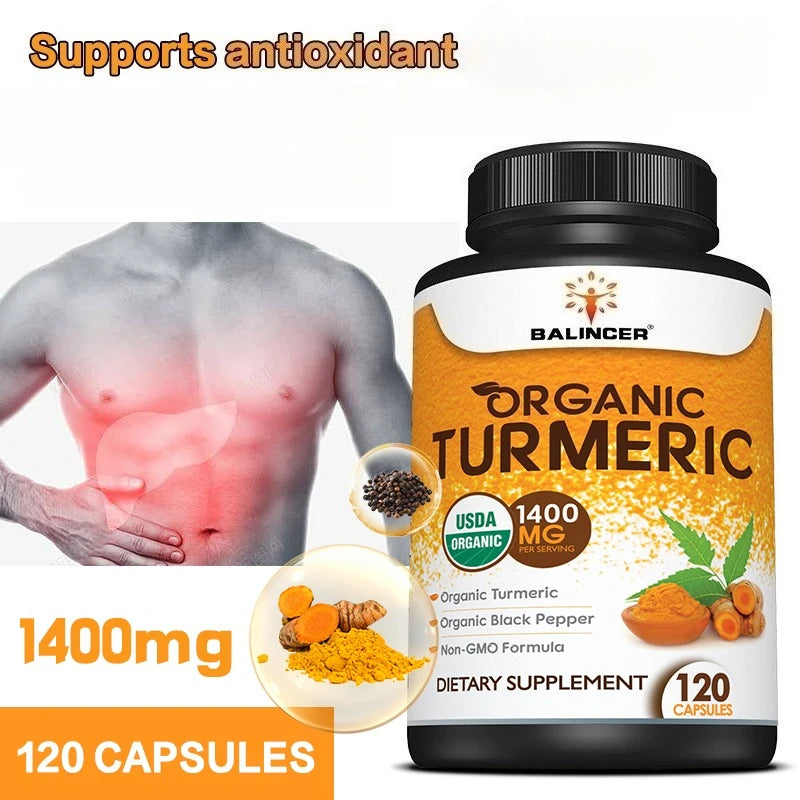 Organic Turmeric with Black Pepper Extract Supports Joint Health, Antioxidant Benefits, and Promotes Nutrient Absorption