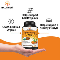 Organic Turmeric with Black Pepper Extract Supports Joint Health, Antioxidant Benefits, and Promotes Nutrient Absorption