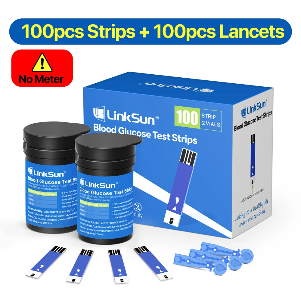 G-425-2 LinkSun Blood Glucose Meter Glucometer Blood Sugar Test Strips Lancets 5s Get Results Fast Testing Kit Diabetes Machine