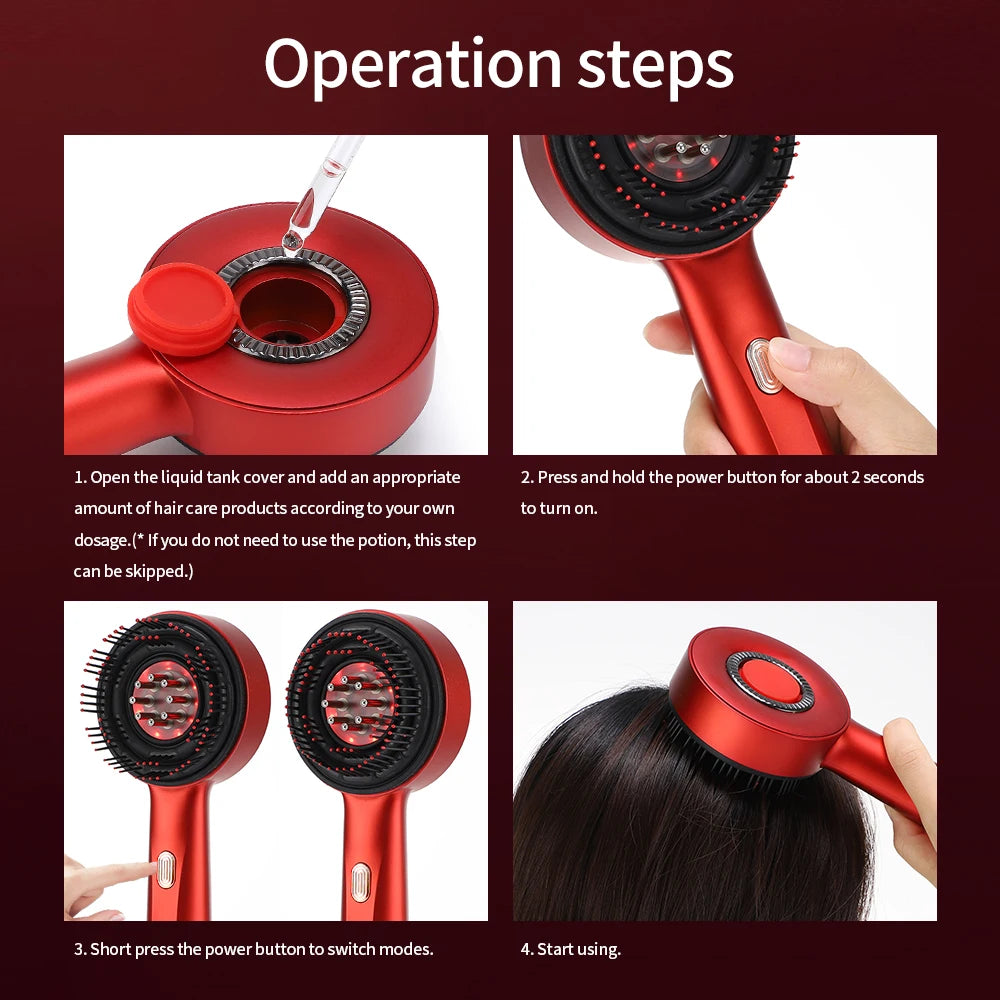 Electric Head Massager Hair Growth Comb Scalp Relax Massager 630nm Red Light Oil Applicator Anti-Hair Loss Hair Care Hairbrush