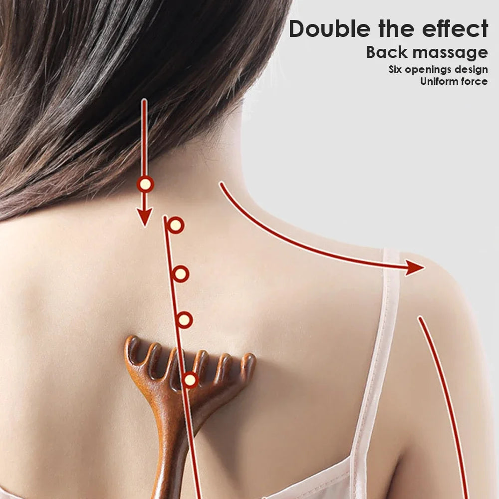 Handheld Scalp Massager Six-Claw Head Meridian Massage Comb Anti-static Gua Sha Tool Scratcher Spa Promote Blood Circulation