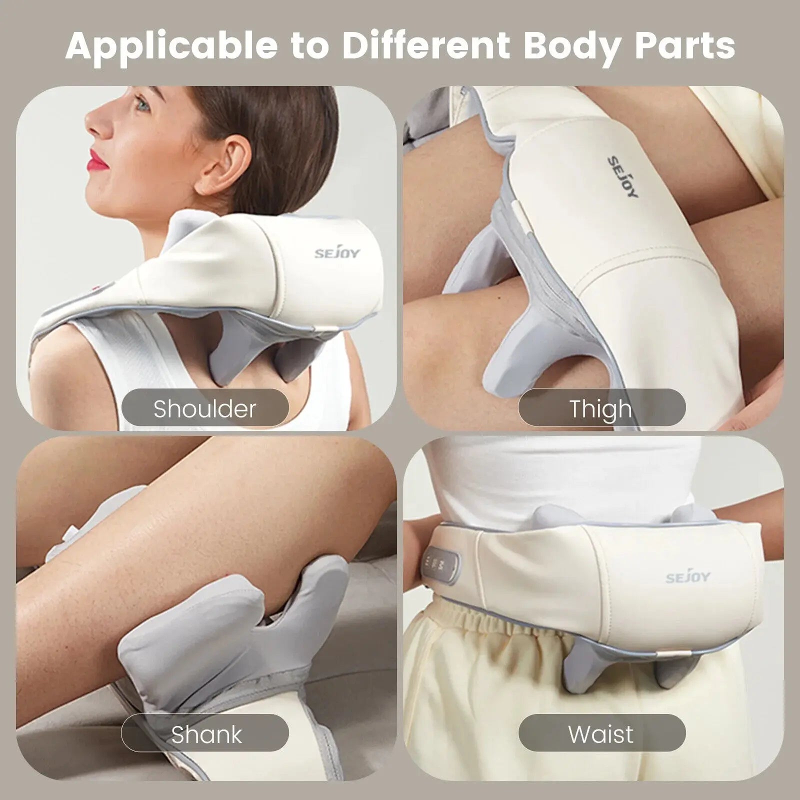 Sejoy Rechargable Neck Massager with Heat Air Compression Wireless Circulation Massage Electric Shiatsu Neck Shoulder Massager
