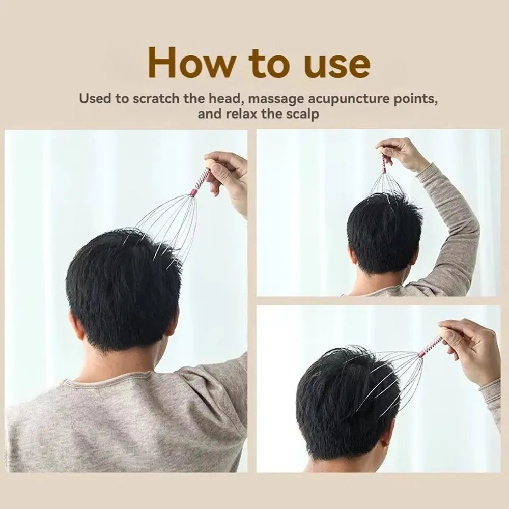 1Pc/2Pcs Handheld Head Massager Stainless Steel Engraved Head Massager Massage Claw Scalp Scratcher Itch Reliever Soul extractor