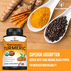 Organic Turmeric with Black Pepper Extract Supports Joint Health, Antioxidant Benefits, and Promotes Nutrient Absorption