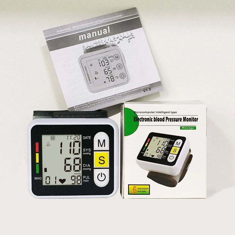 Digitlal Tensiometro Health Medical BP Sphygmomanometer Wrist cuff Digital Blood Pressure Monitor Heart Beat Rate Pulse Meter