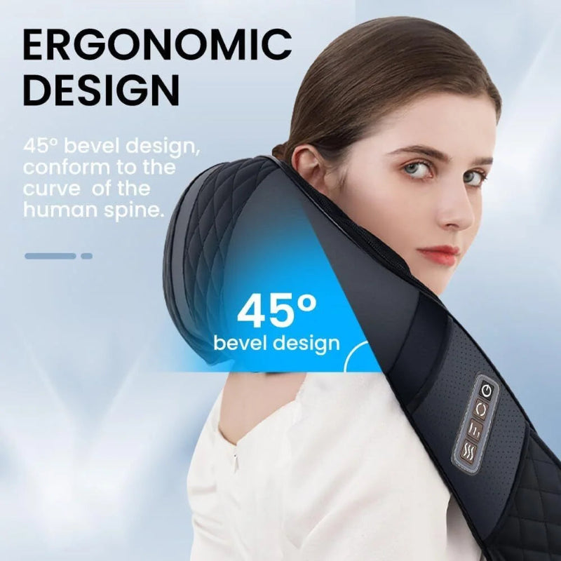 Sejoy Rechargable Neck Massager with Heat Air Compression Wireless Circulation Massage Electric Shiatsu Neck Shoulder Massager