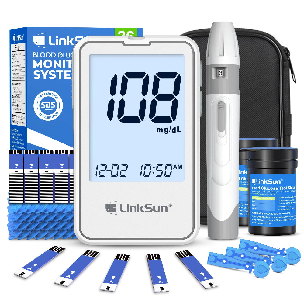 G-425-2 Linksun Blood Glucose Meter 50/100pcs Test Strips Medical Diabetes Testing Device Blood Sugar Digital Glucometer Monitor
