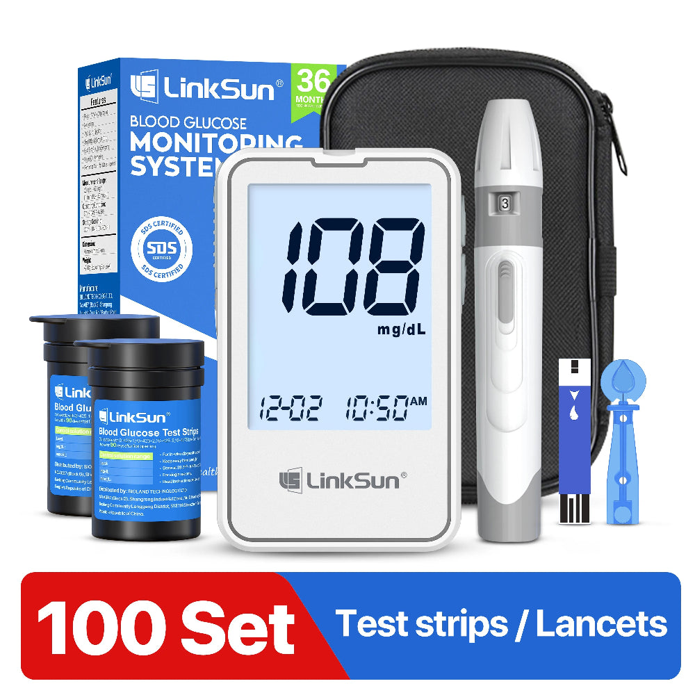 G-425-2 LinkSun Blood Glucose Meter Glucometer Blood Sugar Test Strips Lancets 5s Get Results Fast Testing Kit Diabetes Machine
