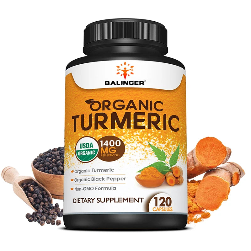 Organic Turmeric with Black Pepper Extract Supports Joint Health, Antioxidant Benefits, and Promotes Nutrient Absorption