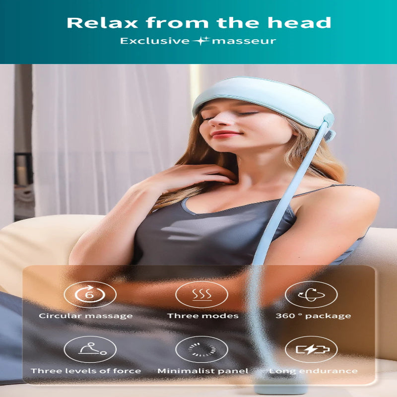 Jinkairui Sleep Aid Head Massager Airbag Wrapping Cap Scalp Massage Instrument with Air Compression Relaxation Rechargeable Use