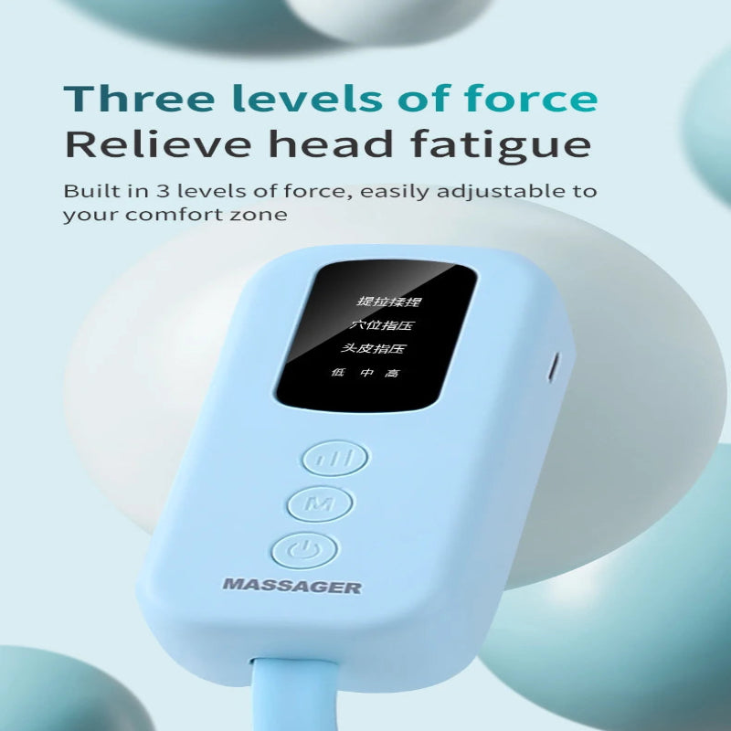 Jinkairui Sleep Aid Head Massager Airbag Wrapping Cap Scalp Massage Instrument with Air Compression Relaxation Rechargeable Use