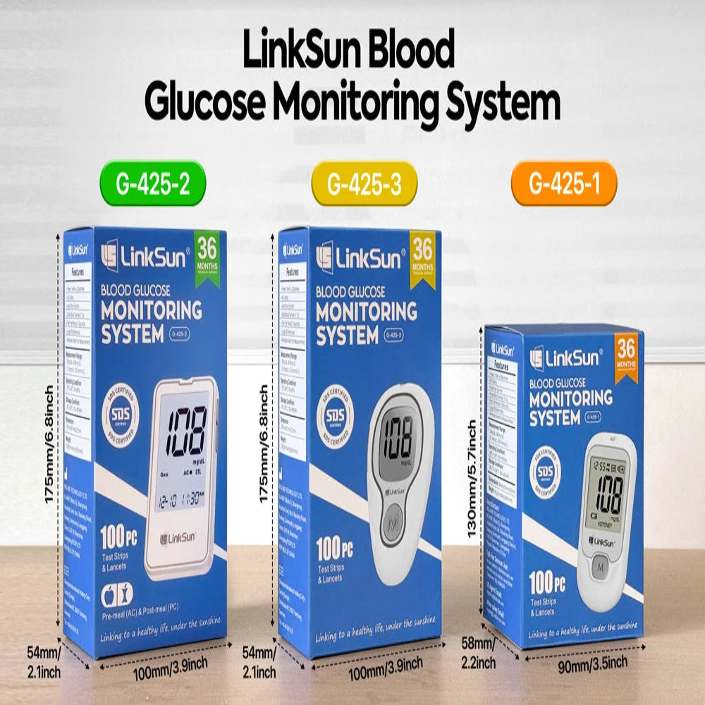 LinkSun Blood Glucose Meter G-425-3 Glucosemeter Kit No Code For Diabetes Tester 10/50/100pcs Strips Medical Blood Sugar Monitor