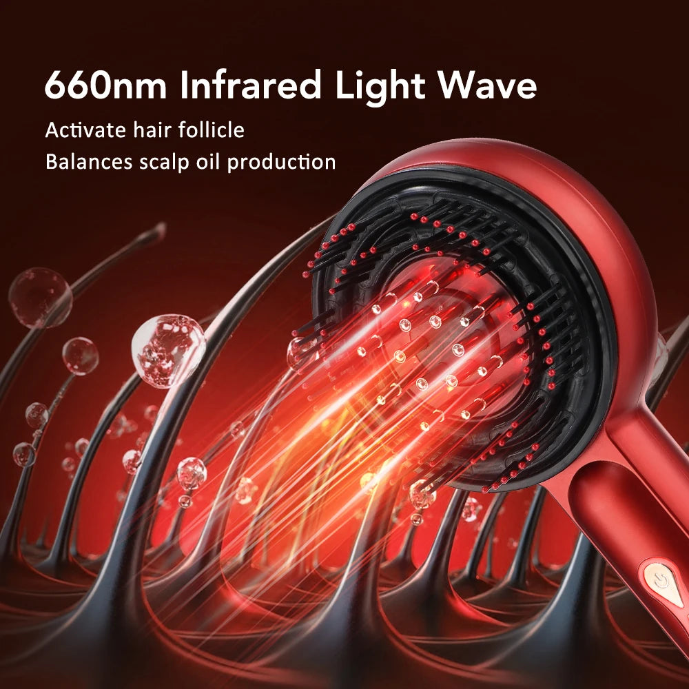Electric Head Massager Hair Growth Comb Scalp Relax Massager 630nm Red Light Oil Applicator Anti-Hair Loss Hair Care Hairbrush