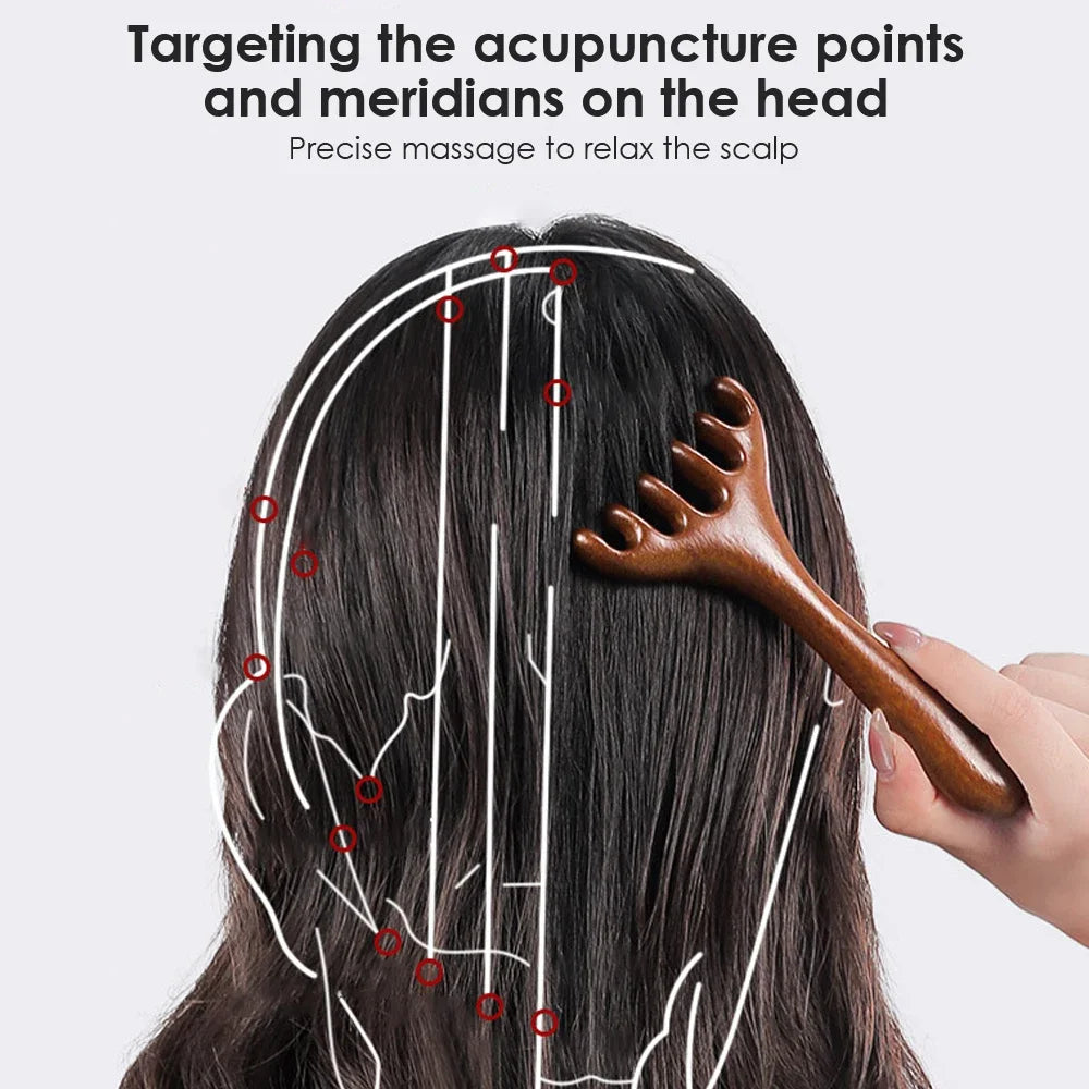 Handheld Scalp Massager Six-Claw Head Meridian Massage Comb Anti-static Gua Sha Tool Scratcher Spa Promote Blood Circulation
