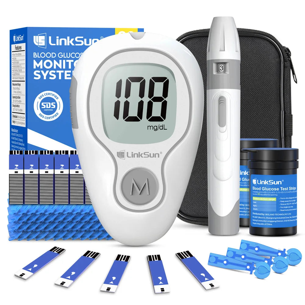 LinkSun Blood Glucose Meter G-425-3 Glucosemeter Kit No Code For Diabetes Tester 10/50/100pcs Strips Medical Blood Sugar Monitor