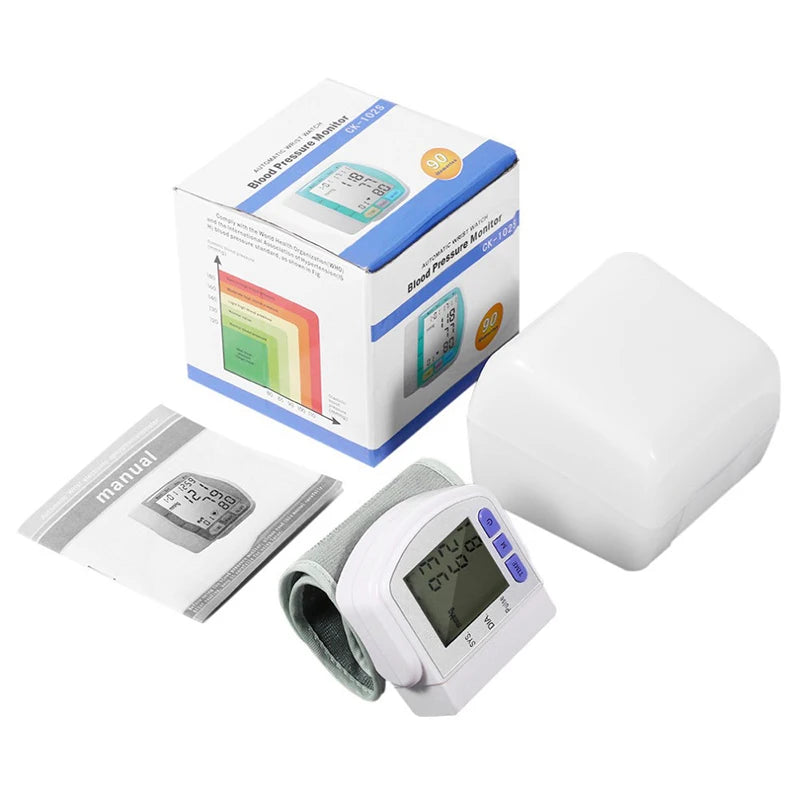 Digitlal Tensiometro Health Medical BP Sphygmomanometer Wrist cuff Digital Blood Pressure Monitor Heart Beat Rate Pulse Meter