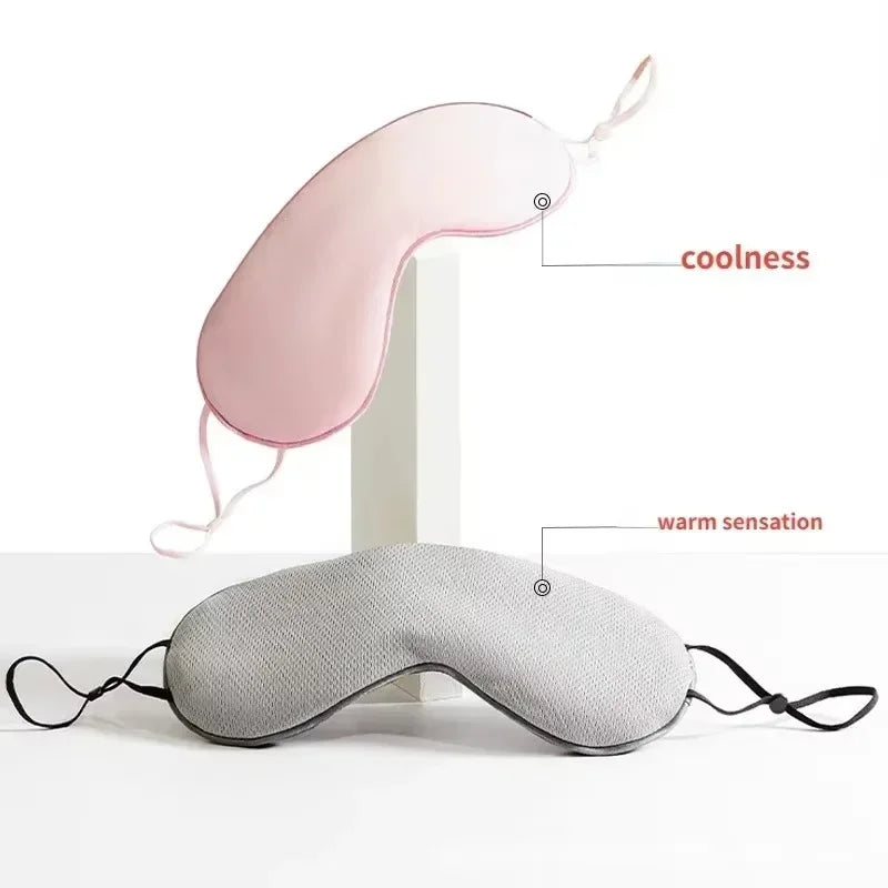 Sleeping Eye Mask Korean Style Ice Silk Warm And Cool Dual Use Adjustable Travel Sleep Shade Man Eyepatch Health Beauty Cute