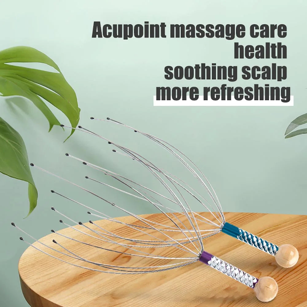 1Pc/2Pcs Handheld Head Massager Stainless Steel Engraved Head Massager Massage Claw Scalp Scratcher Itch Reliever Soul extractor