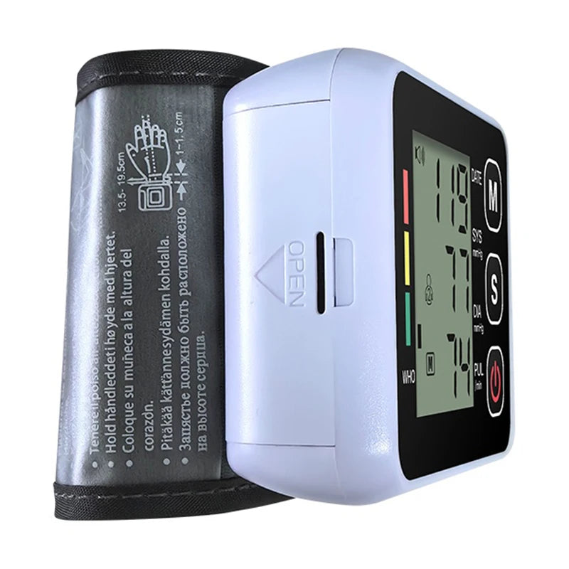 Digitlal Tensiometro Health Medical BP Sphygmomanometer Wrist cuff Digital Blood Pressure Monitor Heart Beat Rate Pulse Meter