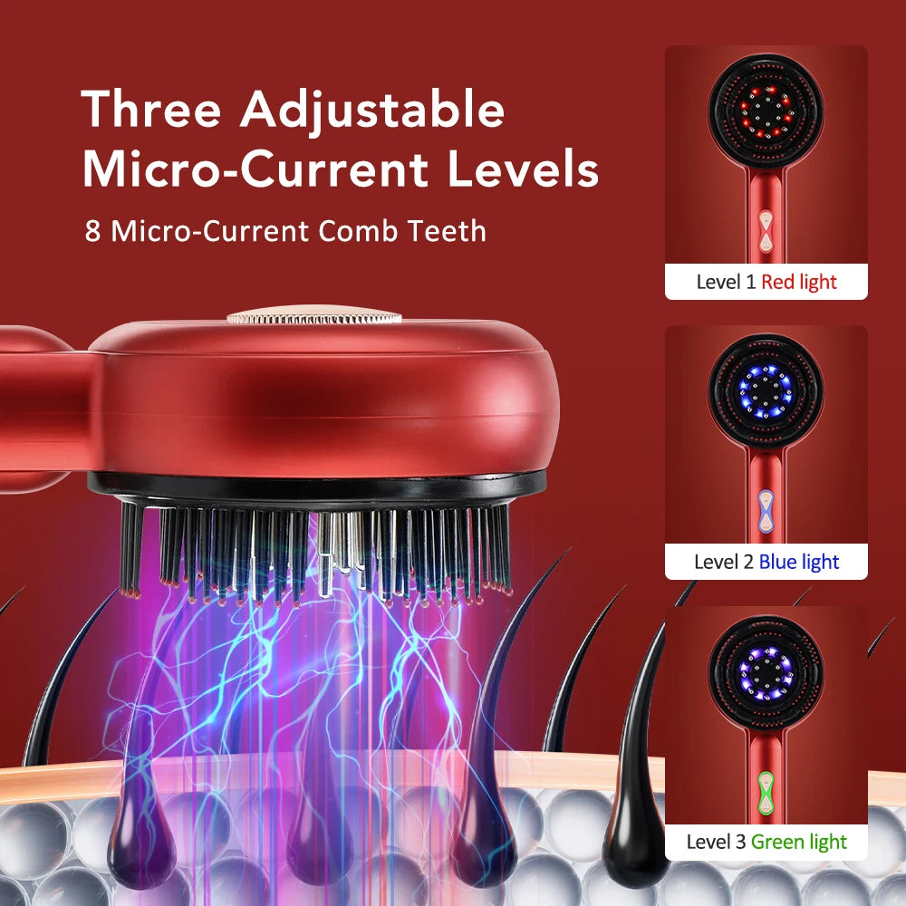 Electric Head Massager Hair Growth Comb Scalp Relax Massager 630nm Red Light Oil Applicator Anti-Hair Loss Hair Care Hairbrush