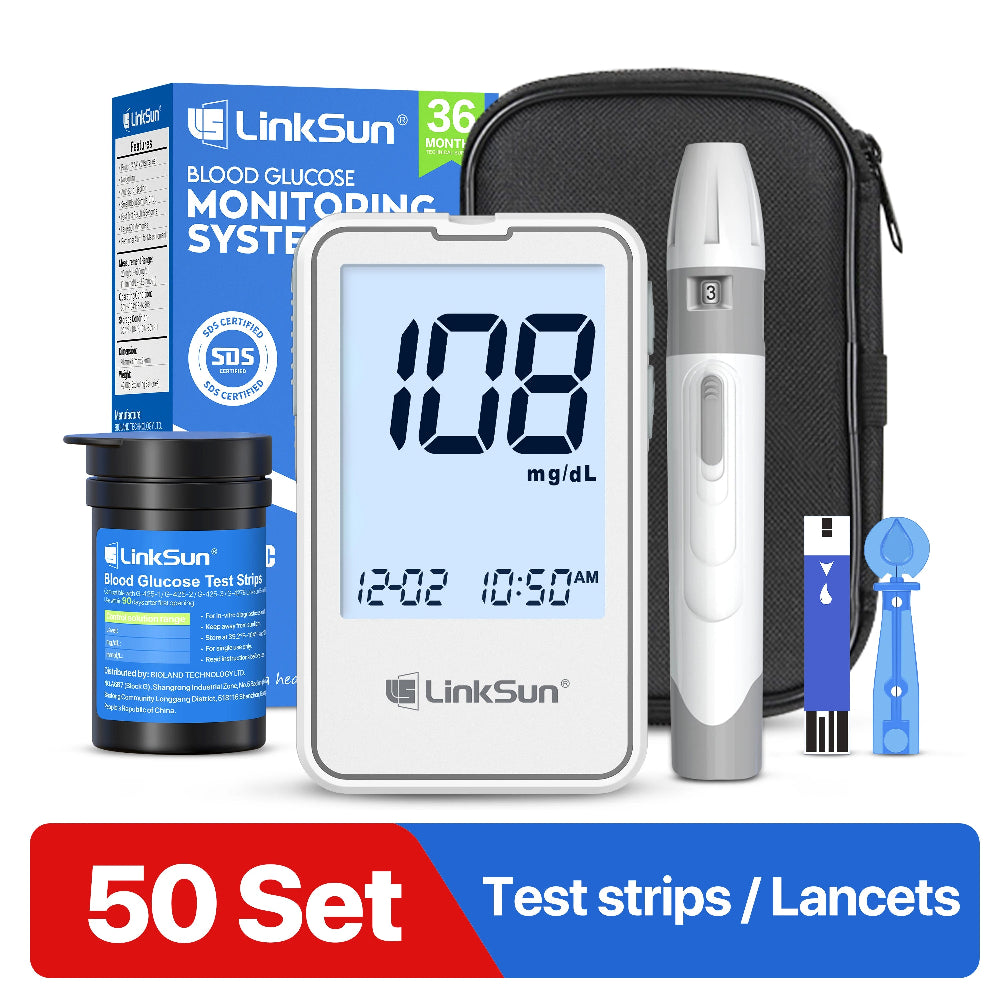 G-425-2 LinkSun Blood Glucose Meter Glucometer Blood Sugar Test Strips Lancets 5s Get Results Fast Testing Kit Diabetes Machine