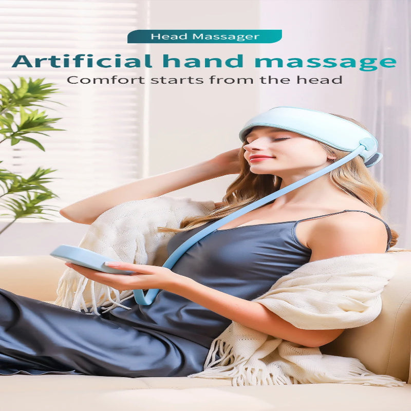 Jinkairui Sleep Aid Head Massager Airbag Wrapping Cap Scalp Massage Instrument with Air Compression Relaxation Rechargeable Use